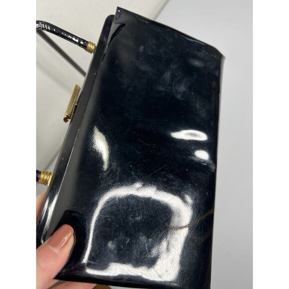 Vintage Garay Black Patent Leather Satchel Handbag Purse Retro - Picture 2 of 14